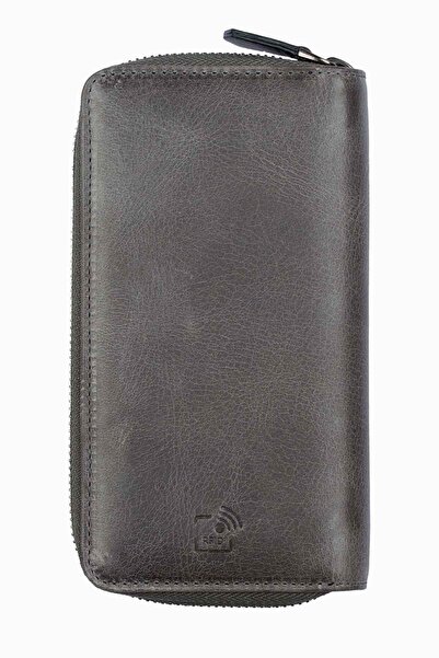 DAMY Antrasit K833 - Щоденний шкіряний гаманець, на блискавці та з RFID-захистом