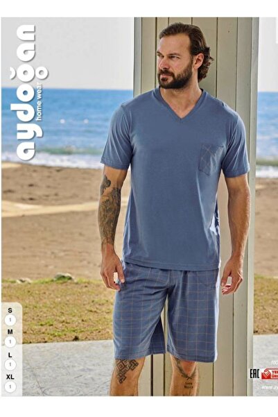 Aydoğan Şortlu Erkek %100 Pamuk  Pijama Takımı