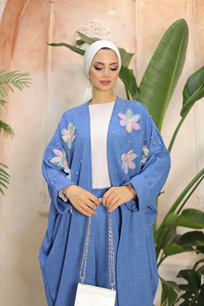 SHİROSA Σετ κιμονό με διπλό σχέδιο λουλουδιών