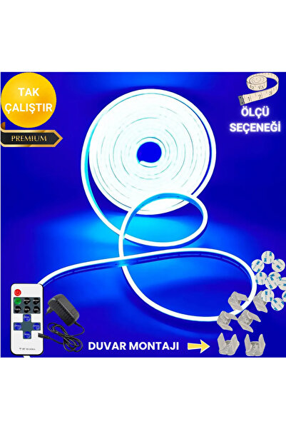 neeko Neon Esnek Şerit Led Tak Çalıştır Kumandalı - Dimmer- Mavi 5 metre