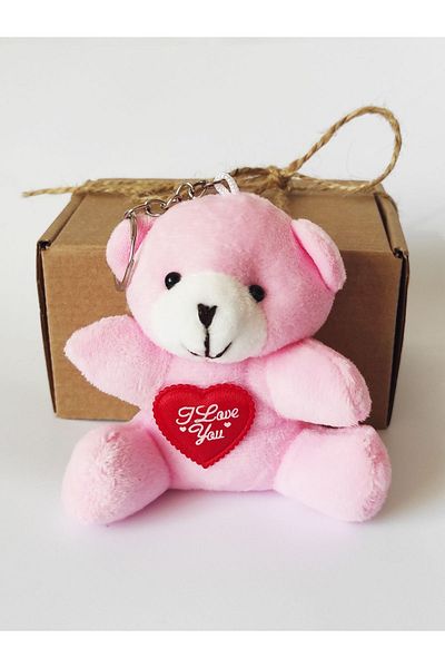 dudu kids Plush Teddy Bear Keychain - 9 Cm - Pink - Heart - Bag Ornament - Valentine's Day Gift - Toy