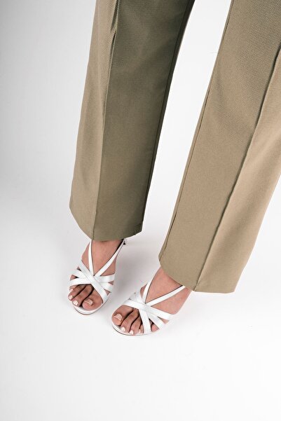 MY DERİ Evany 3-смугові атласні жіночі туфлі на підборах - 3314