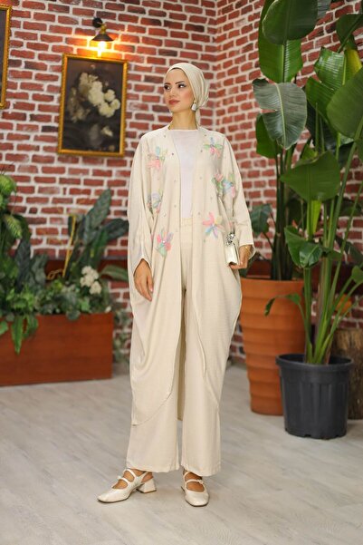 SHİROSA Σετ κιμονό με διπλό σχέδιο λουλουδιών