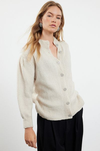 Trendyol Collection Jewel Textured Stone Buttoned Knitwear Cardigan - Twoaw21Hi0034