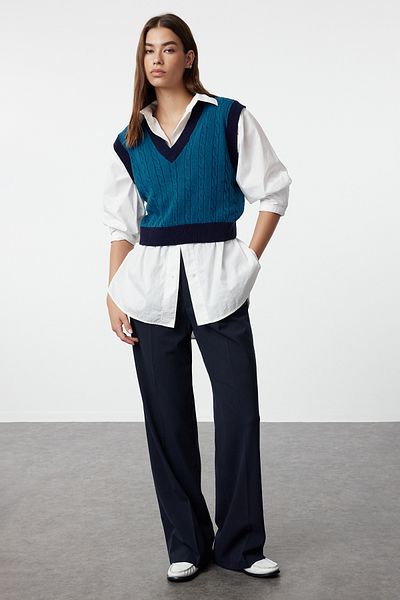 Trendyol Collection Petrol Crop Hair Knitwear Sweater Twoaw22Bz0060