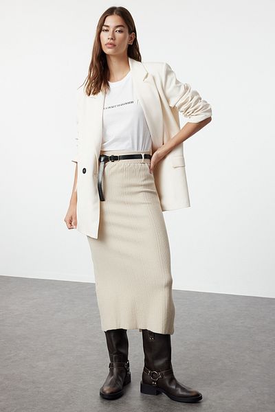 Trendyol Collection Stone Premium speciális fonal - kötöttáru szoknya TWOAW25ET00006