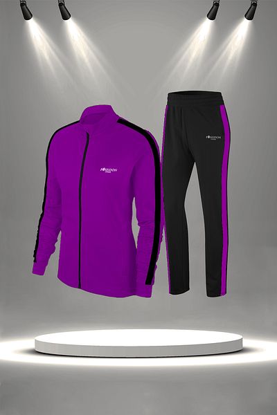 POSEIDON STORM Plus Size Women's Purple New Supra Combed Fabric Walking Training Fitness Tracksuit Set (4Xl-10Xl)