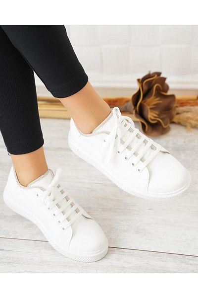 Moda Pie Γυναικεία αθλητικά παπούτσια Zoreh Top Stone Tied White Skin