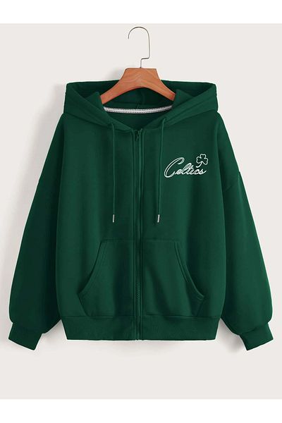 Adrift Cceltic Unisex Colorful Printed Oversize Hooded Zippered Cardigan