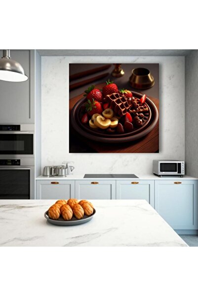 Şehzat Design Çilek Muz Ve Çikolatalı Waffle Görünümlü Pastahane Kafe Kafeter...