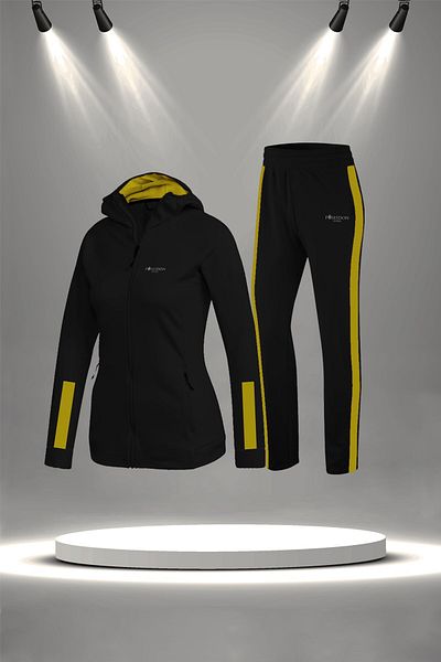 POSEIDON STORM Black Plus Size Comfortable Supra Combed Cotton Tracksuit Set - for Hiking and Running (4Xl-10Xl)