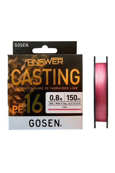 GOSEN X16 Casting Answer 0.8pe-0.148mm 16 Örgü Spin Ipi 150mt Pink