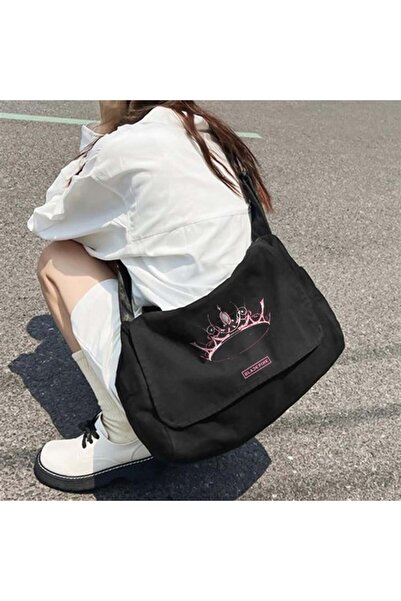 Toum Geantă neagră unisex Blackpink K-Pop Series - Copertă album imprimată