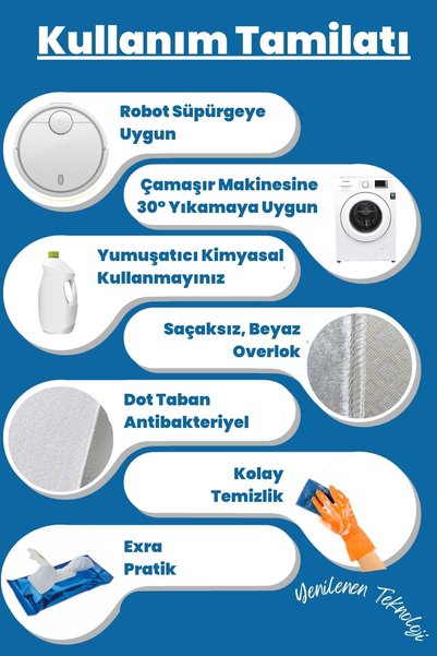 CAPPİO HALI Mavi-gri Kanvas Desenli Oval Halı (MAKİNADA YIKANABİLİR KAYMAZ TABAN) - Cp595