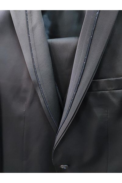 crispino Navy Blue Men's Tuxedo Suit - Groom Suit Jacket, Trousers and Vest