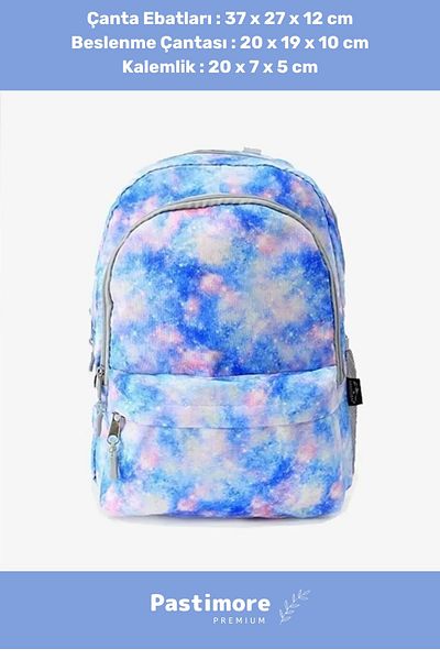 Pastimore Set de rucsac pentru prânz, cu fermoar, lat, de calitate 1, rezistent la apă, cu model, cu compartiment triplu pentru școală