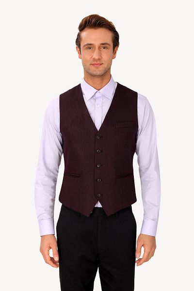 Ysf Men's Plum Plain Jacket Inside Vest