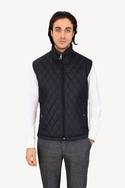 Ysf Men's Black Quilted Classic Vest