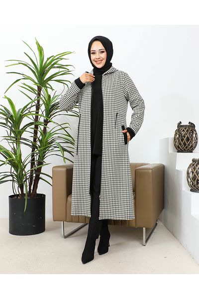Moda Ebva Khaki Hijab Cap - Pockets and Laces at the Waist - Model 3163