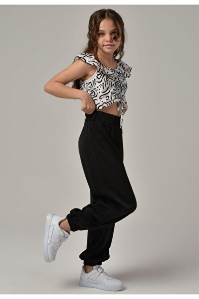 Çikoby Girl's Off-the-Shoulder Front Gathered Crop Shirt