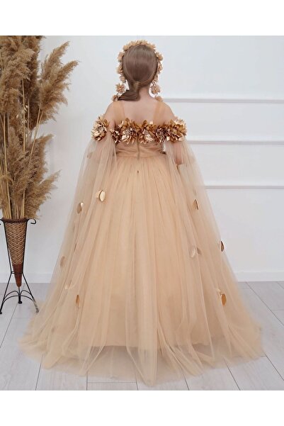 Kids Βραδινό φόρεμα αποφοίτησης κοριτσιών, στέμμα, γάντια