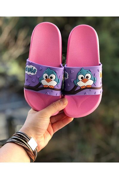 Pandalina Girl's Pool Beach Slippers Owl Figured Non-Slip Sole Light Slippers