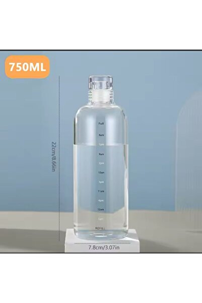 MİMOZA PARK Sağlıklı Cam Su Şişesi 750 ml Motivasyonlu Sızdırmaz Matara Suluk...