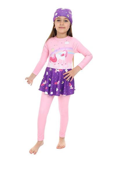 ÖYKÜ KİDS Stylish Girl's Swimsuit with Boneli Skirt Detail