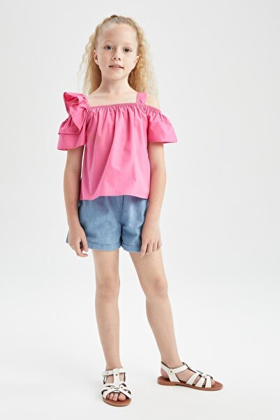 DeFacto Girl's Poplin Short Sleeve Blouse - X7624a622hs