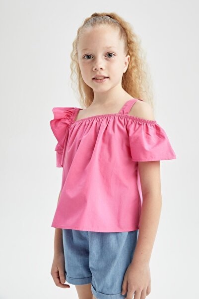 DeFacto Girl's Poplin Short Sleeve Blouse - X7624a622hs
