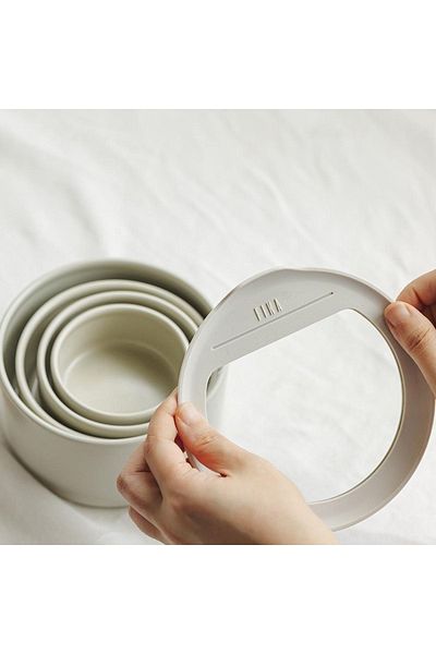 Fika One Natural Ceramic Kitchen Storage Container Set - 4 Pieces (ICE WHITE)