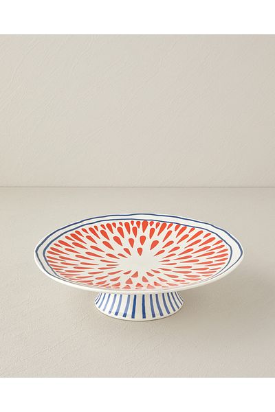 English Home Desire Soap Leap 30 cm Blue-Terracotta Stoneware Cake Stand