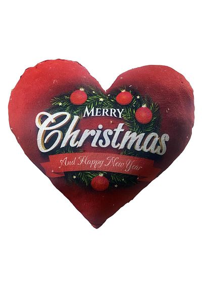 Sole New Year Special: Merry Christmas Printed 2 Pieces Heart Pillow