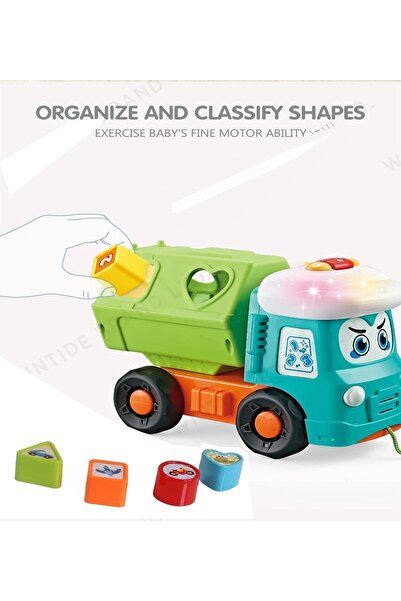 Sole Müzikli-Işıklı, Eğlenceli Renkli Blokları ile Eğitici Sevimli Bul-Tak Kamyon Seti