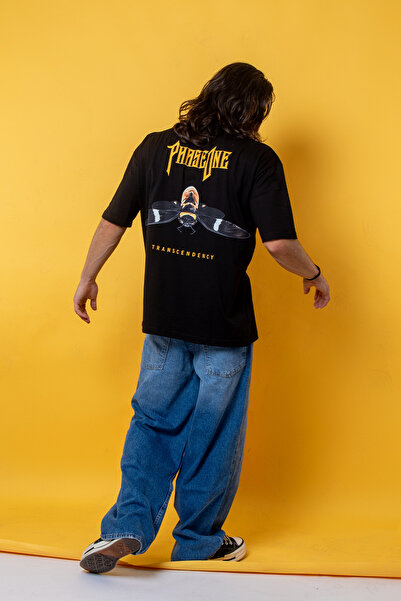 Sekizbiraltı Phaseone V2 - 24/1 Printed Unisex Black Oversize T-shirt