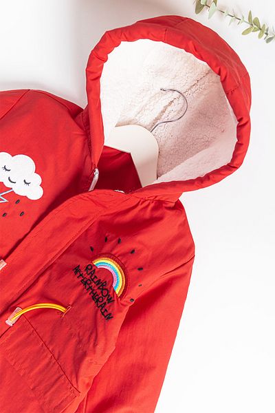 Babymod Rainbow Embroidered Plush Lined Girl's Coat