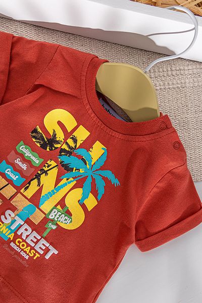 Babymod Palm Tree Patterned Baby Boy Set with Summer Shorts