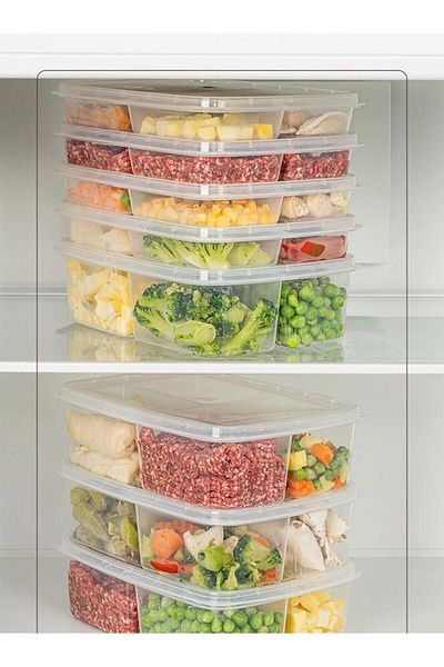 Bayev Set of 8 - 4 Refrigerator, Meat Mincer and Vegetable Storage Container, Compartment Freezer and Deep Freezer