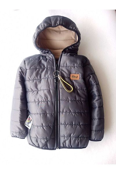 GallanD Puffer Jacket Dětská šedá kouřová barva kapuce Vlákno Sezónní středně silný zip Pohyblivý řetízek na příslušenství