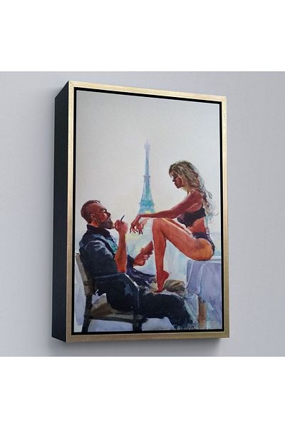 Harita Sepeti Paris Eiffel View cu cadru Valentine Acuarelă Vedere Pictură de perete-6298