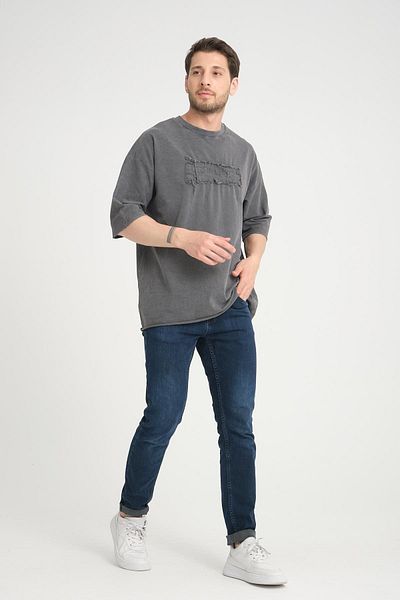 Rocqerx R-5822 Μπλουζάκι μονό ζέρσεϊ με κέντημα και πλύσιμο