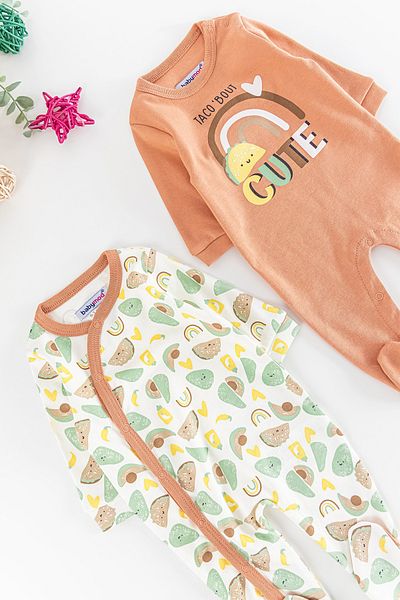 Babymod Figured Long Sleeve 2-Piece Baby Girl Jumpsuit Set