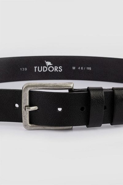 Tudors Pánský černý sportovní pásek z pravé kůže o šířce 4 cm