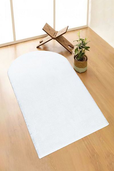 Valery Home Vl Washable Plush Prayer Rug Overlocked Prayer Mat White