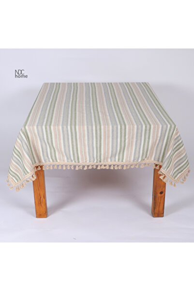 NDC HOME Τραπεζομάντηλο υφαντό από λινό χρωματιστό ριγέ Pompom Buldan