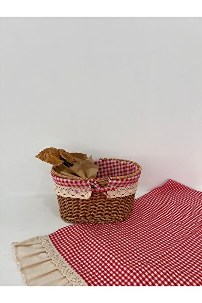KaiHome Rattan Rectangular Handle Picnic Basket - with Inner Protection