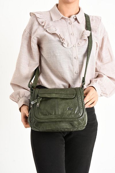 571 Collections Çanta Green Faux Leather Shoulder Bag - Model 571-11-13E