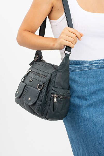 571 Collections Çanta Синя чанта от синтетична кожа - модел 571-11-10G