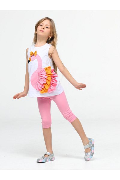 Casabony Flamingo Ruffle Tunic Set
