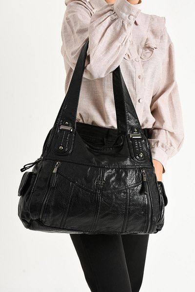 571 Collections Çanta Black Faux Leather Shoulder Bag - Model: 571-11-13C